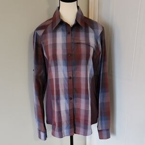 Columbia plaid omni-shade vented plaid shirt, size medium
